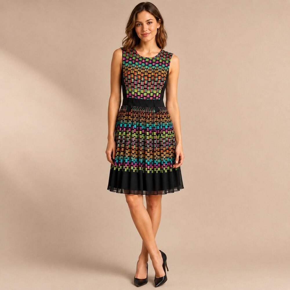 Jonathan Saunders Silk Dress Small 4 6 EU 38 Accordion Skirt Sleeveless England